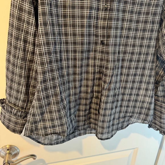 Nili Lotan Black Plaid Vivian Shirt Cotton Ruffle Collar Button Up | M - Picture 6 of 9